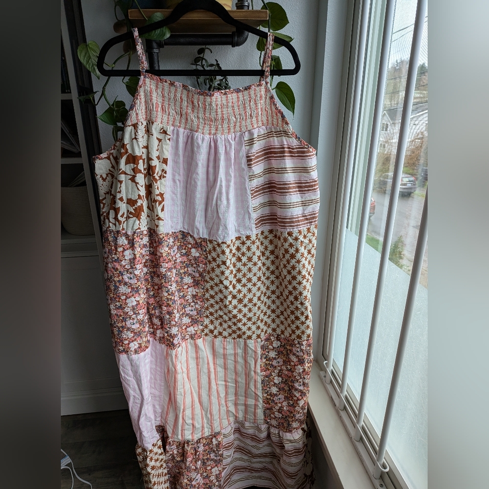 Universal Thread Patchwork Smocked Midi Dress - P… - image 1